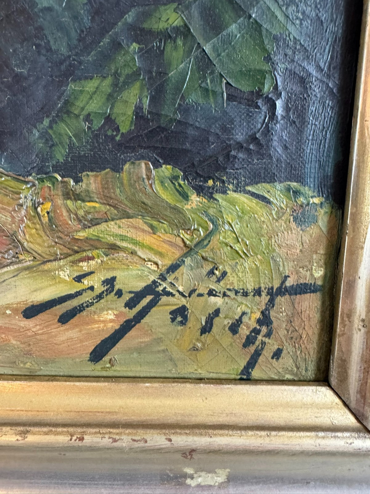 Antikes Ölgemälde Landschaft See vor Gebirge signiert Hans Hösch