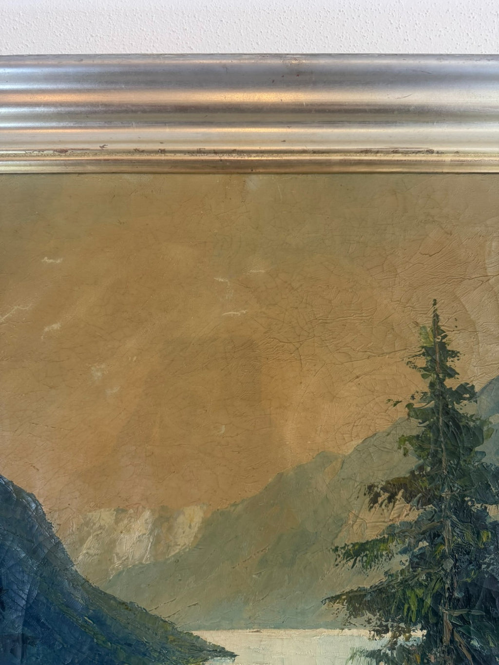 Antikes Ölgemälde Landschaft See vor Gebirge signiert Hans Hösch