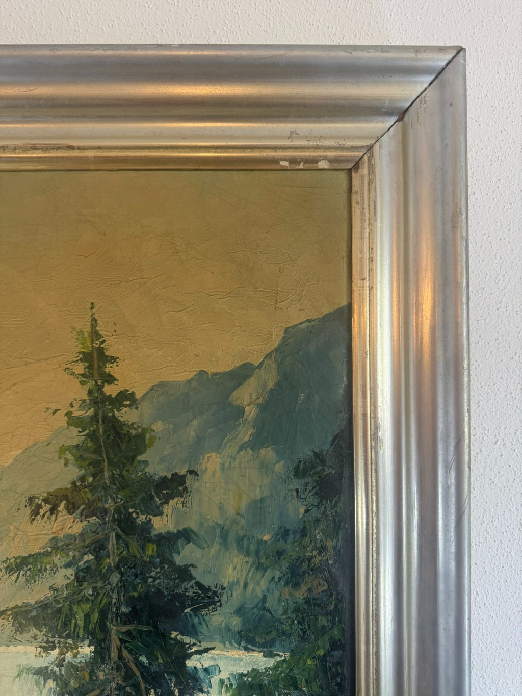 Antikes Ölgemälde Landschaft See vor Gebirge signiert Hans Hösch