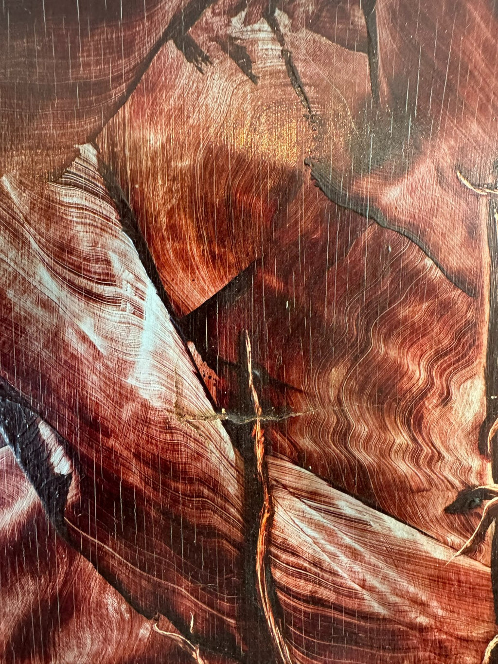Modernes Ölgemälde Nicht signiert Bäume im Inferno