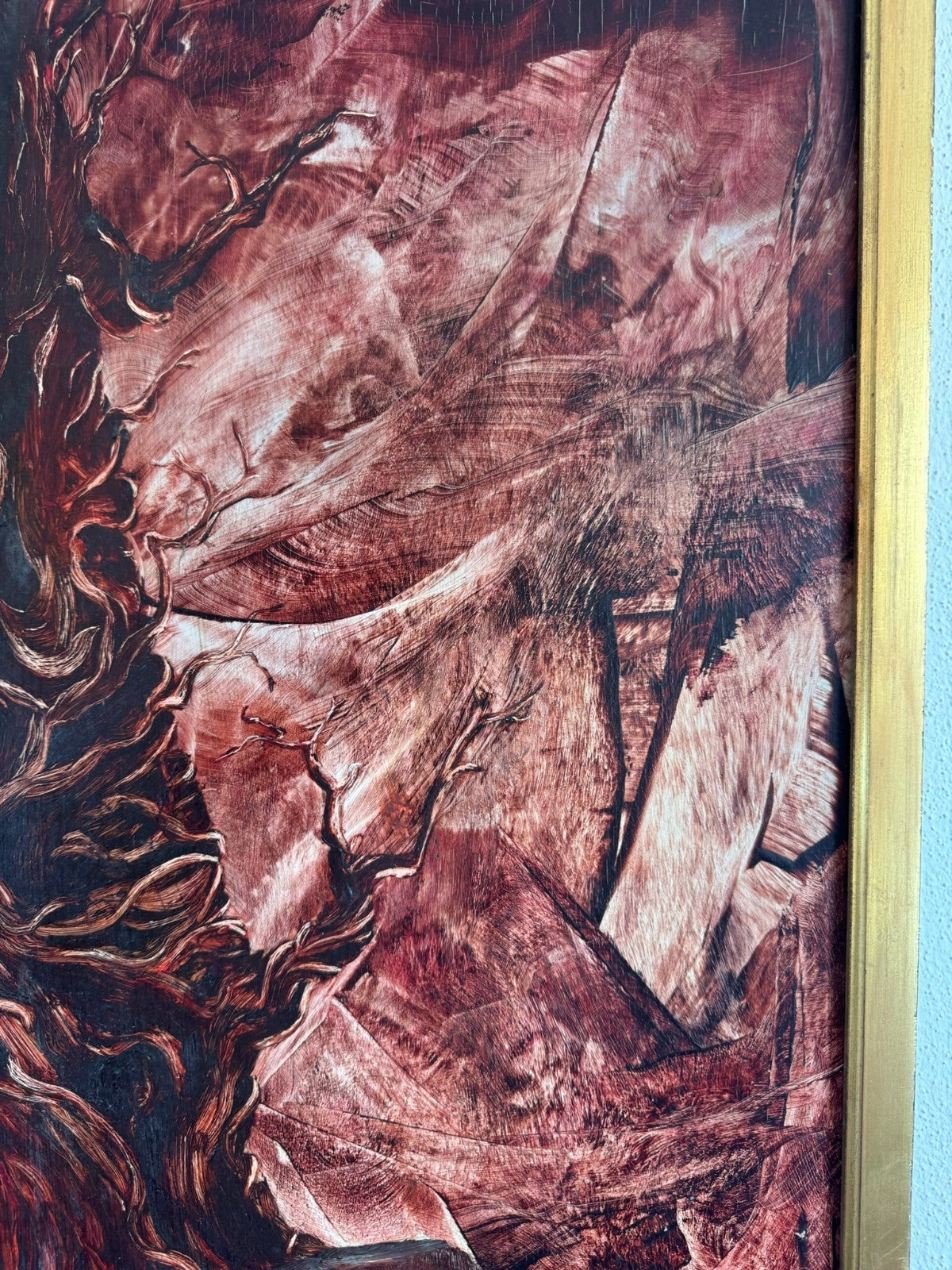 Modernes Ölgemälde Nicht signiert Bäume im Inferno
