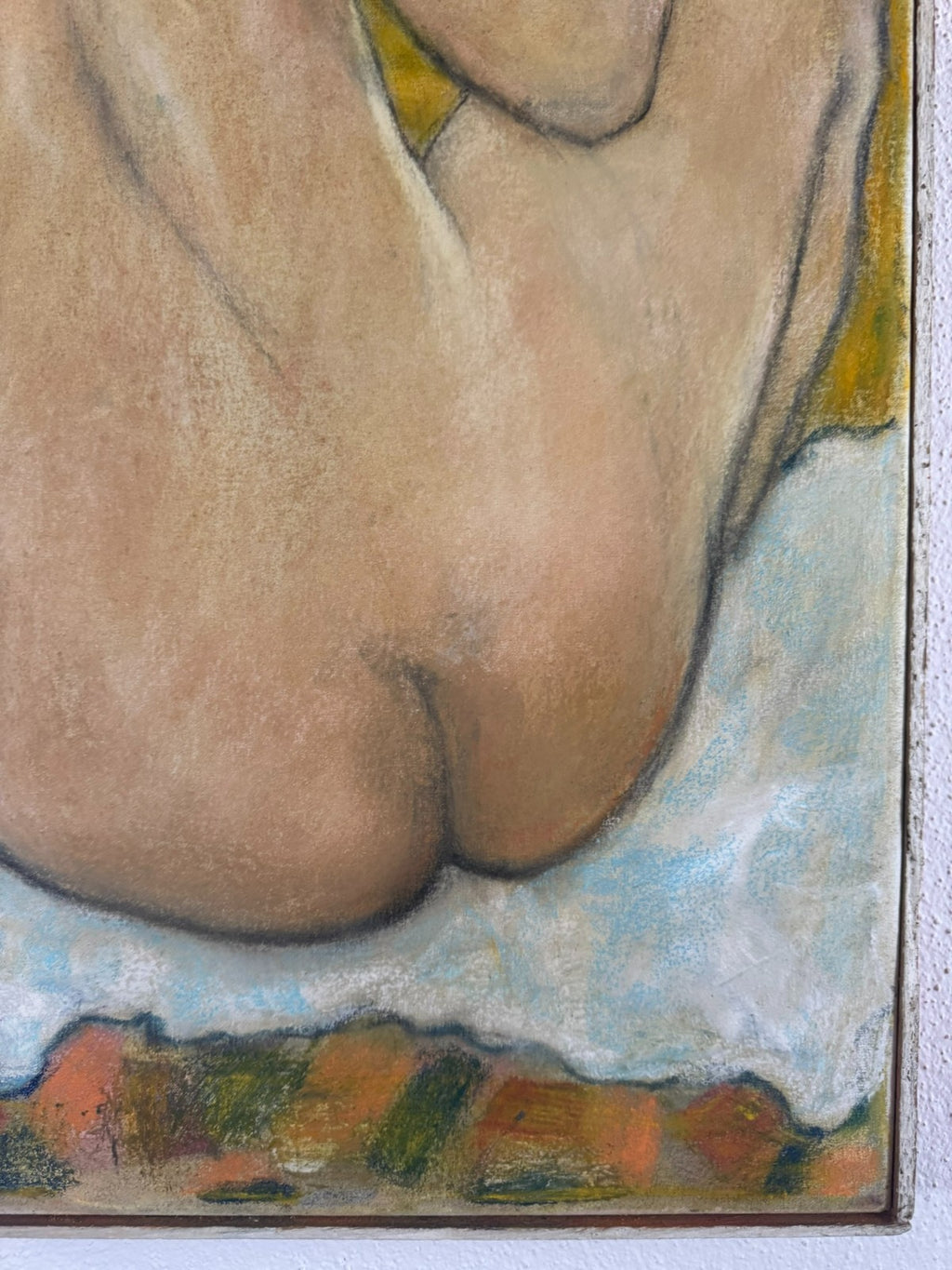 Modernes Ölgemälde Akt Erotik Rücken Ansicht einer Frau signiert Tessmann