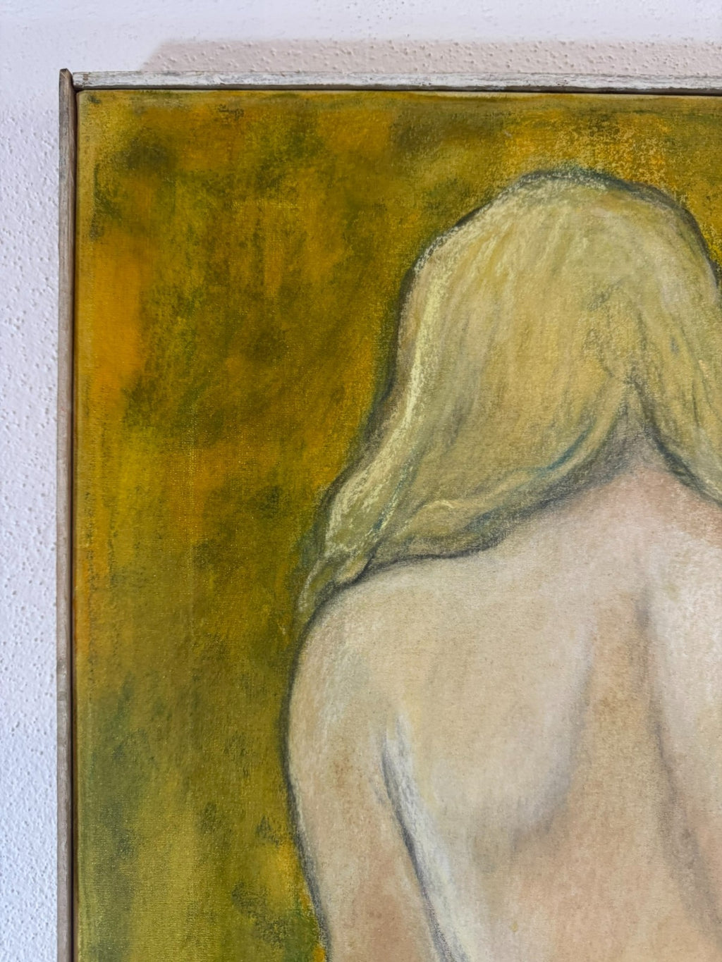 Modernes Ölgemälde Akt Erotik Rücken Ansicht einer Frau signiert Tessmann