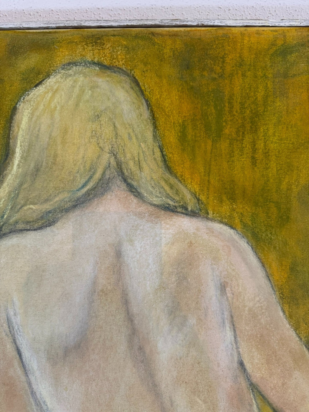 Modernes Ölgemälde Akt Erotik Rücken Ansicht einer Frau signiert Tessmann