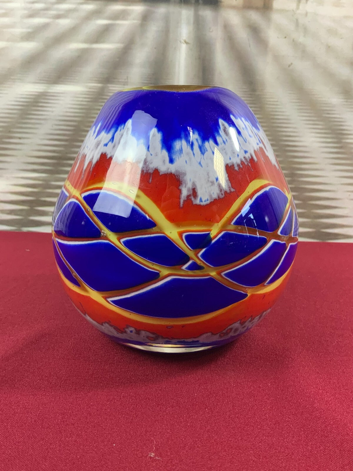 Grosse Vase Kugelvase aus Glas Handarbeit Künstlerglas 3,4kg 15cm hoch