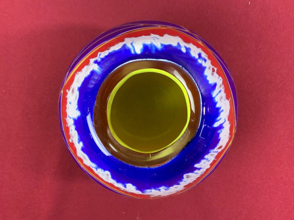 Grosse Vase Kugelvase aus Glas Handarbeit Künstlerglas 3,4kg 15cm hoch