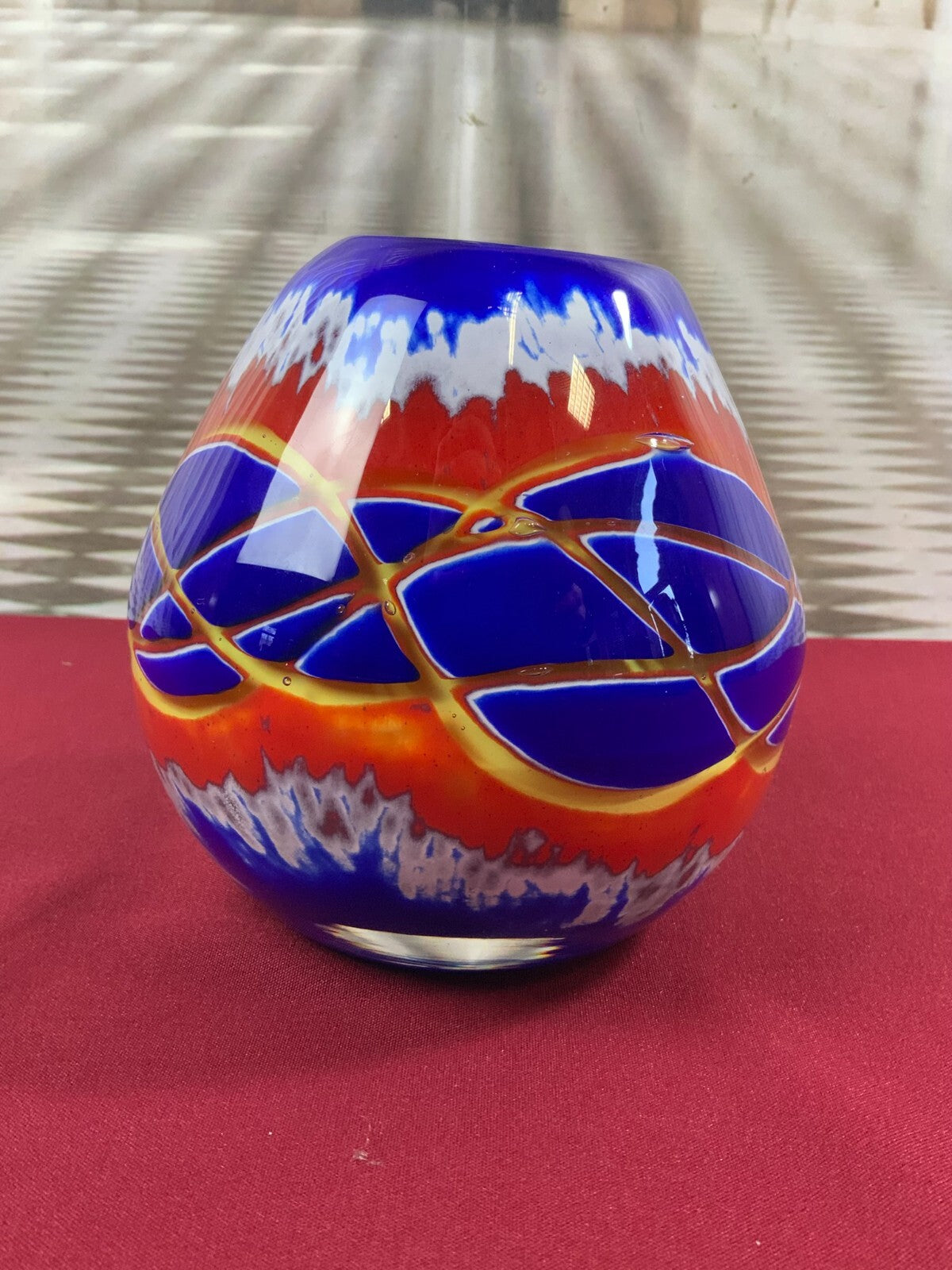 Grosse Vase Kugelvase aus Glas Handarbeit Künstlerglas 3,4kg 15cm hoch