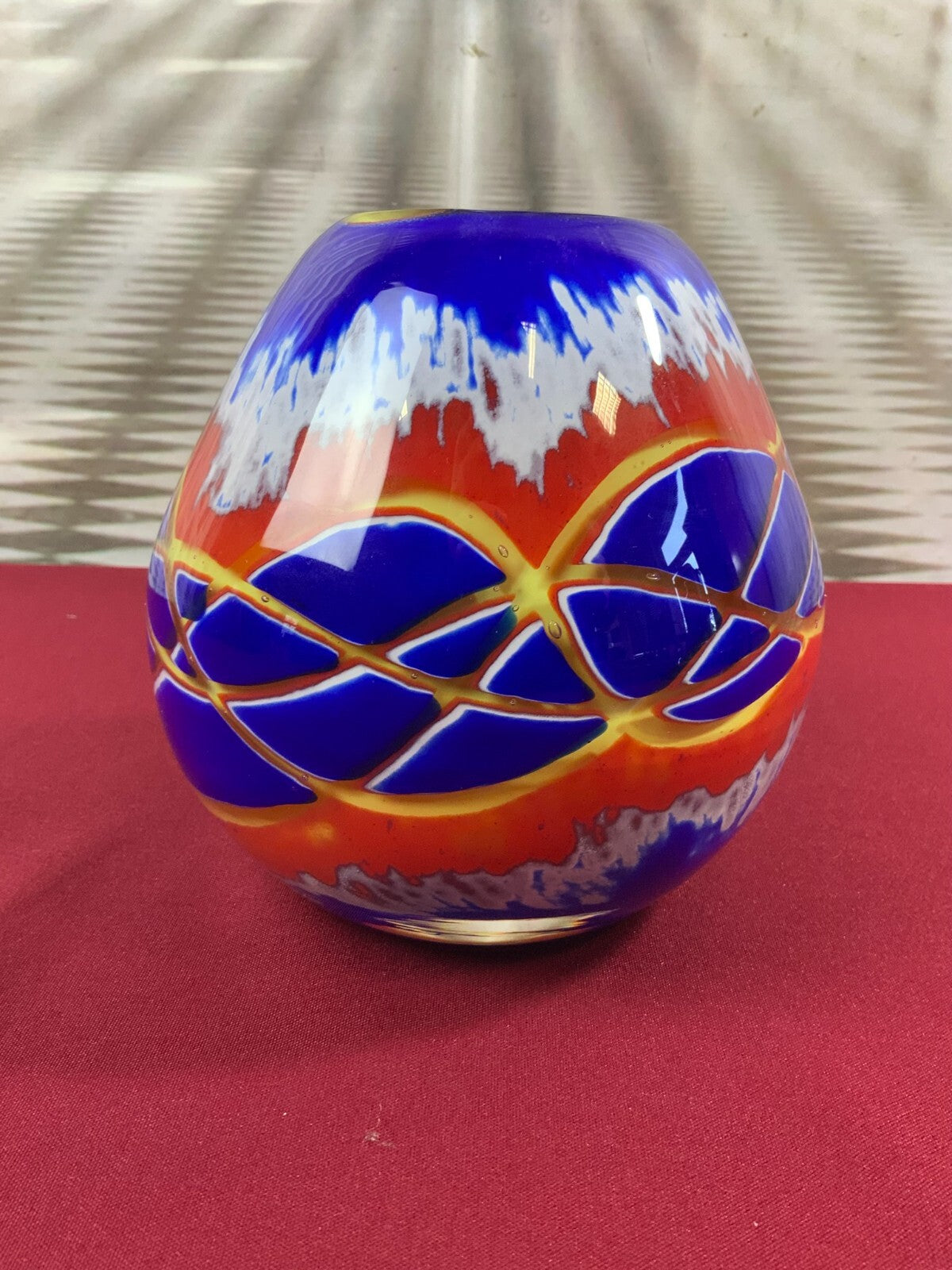Grosse Vase Kugelvase aus Glas Handarbeit Künstlerglas 3,4kg 15cm hoch