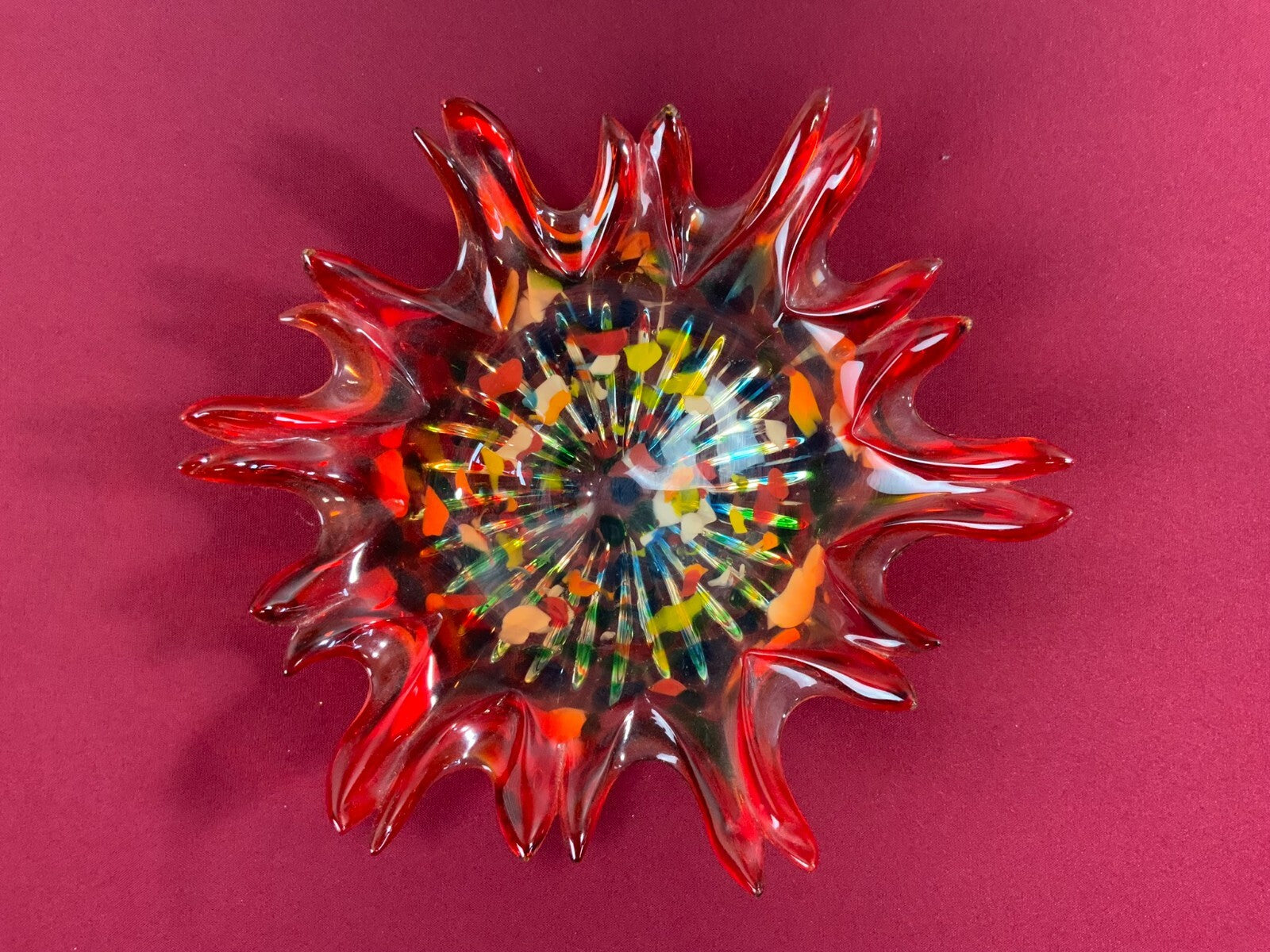 Grosse Schale aus Glas Handarbeit Künstlerglas 1,1kg 27cm Durchmesser