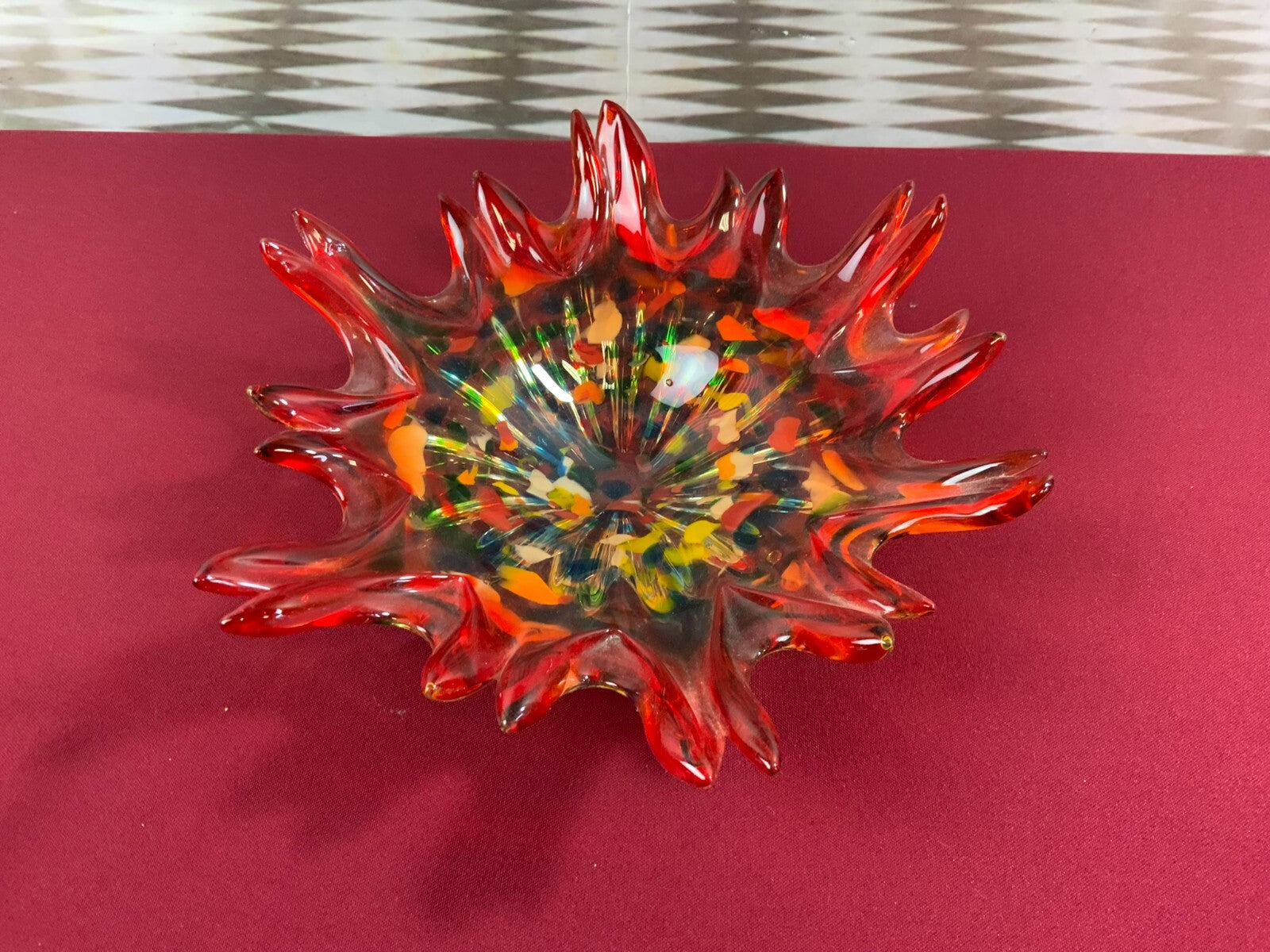 Grosse Schale aus Glas Handarbeit Künstlerglas 1,1kg 27cm Durchmesser