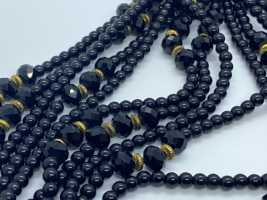 Modeschmuck Halskette Kette Mehrschichtig schwarz