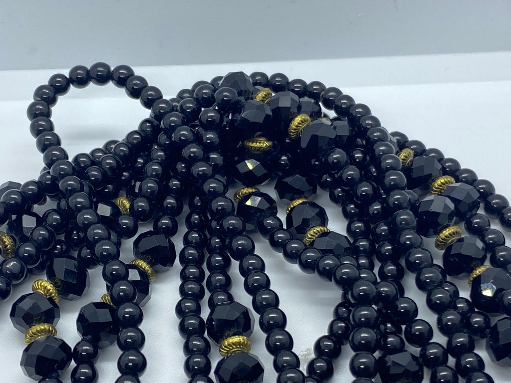 Modeschmuck Halskette Kette Mehrschichtig schwarz