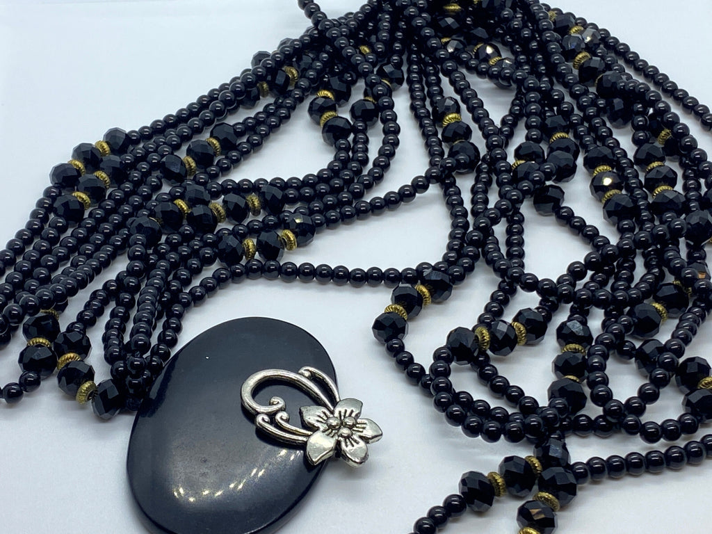 Modeschmuck Halskette Kette Mehrschichtig schwarz