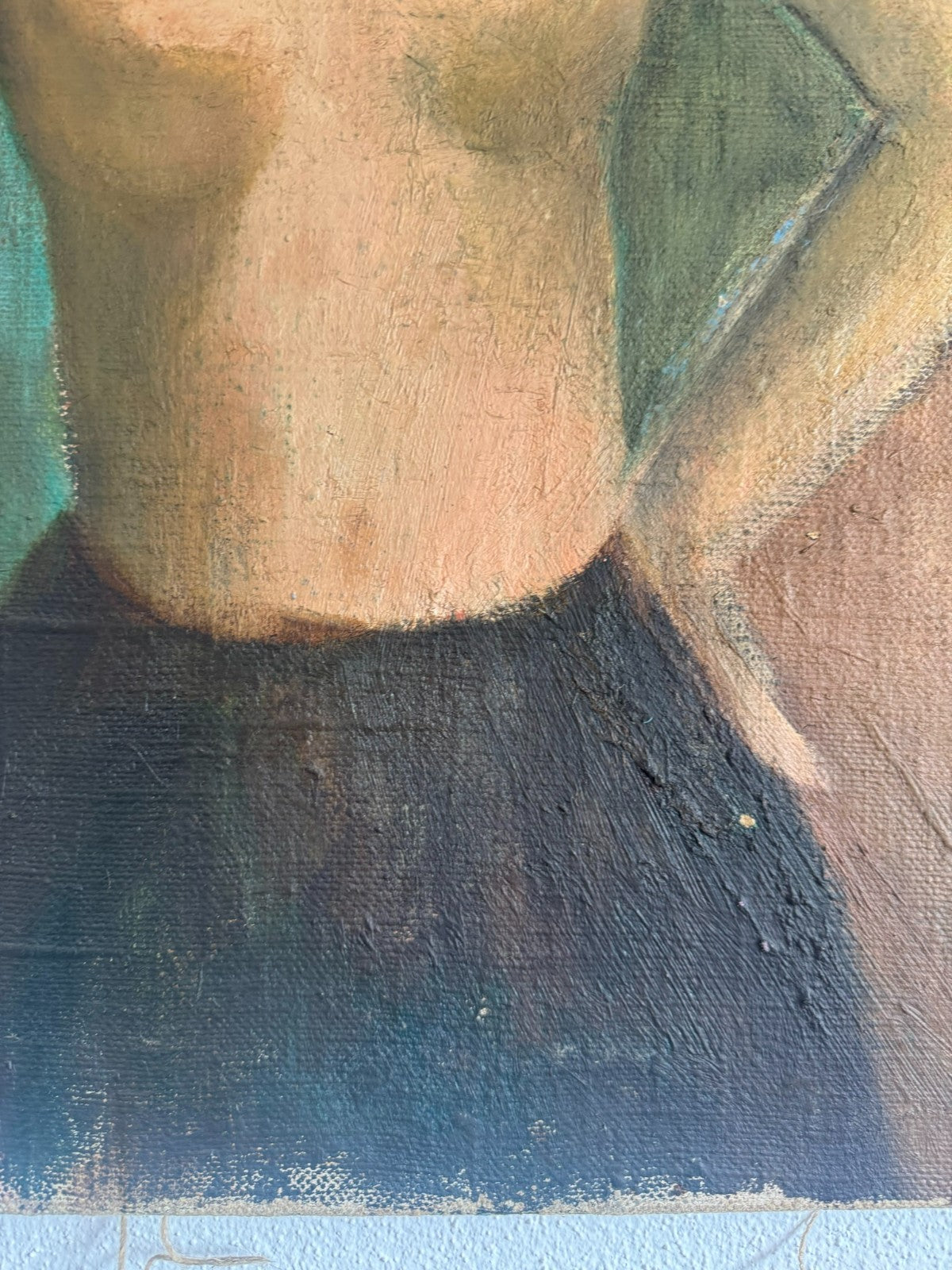 Vintage Ölgemälde Akt Erotik Portrait einer Frau in Art Deco Stil Nicht signiert