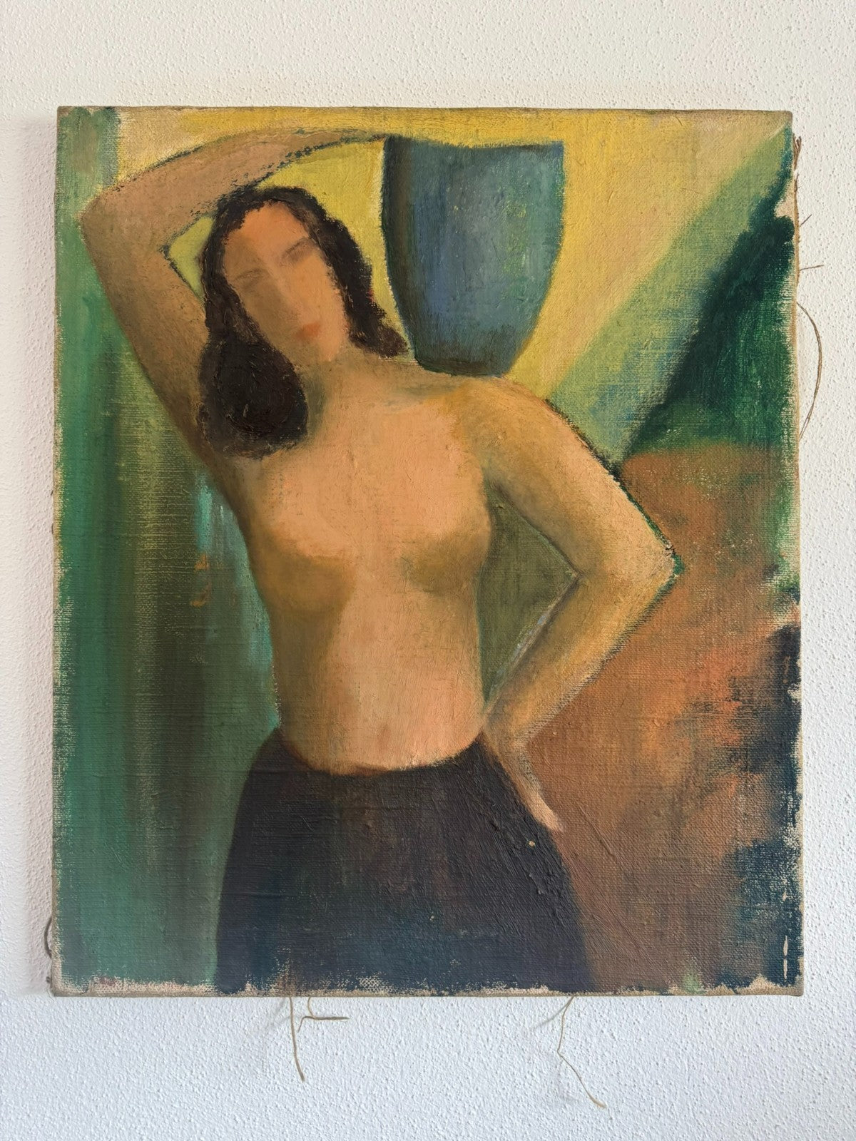 Vintage Ölgemälde Akt Erotik Portrait einer Frau in Art Deco Stil Nicht signiert