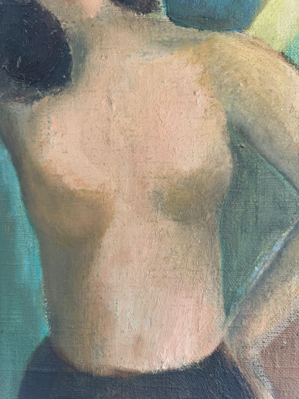 Vintage Ölgemälde Akt Erotik Portrait einer Frau in Art Deco Stil Nicht signiert