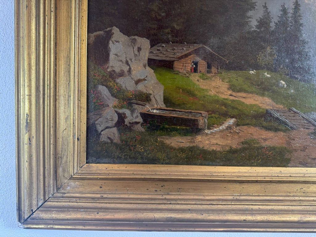 Antikes Ölgemälde Landschaft auf der Hochalm Carl Hasch (1834-1897) 115x88cm
