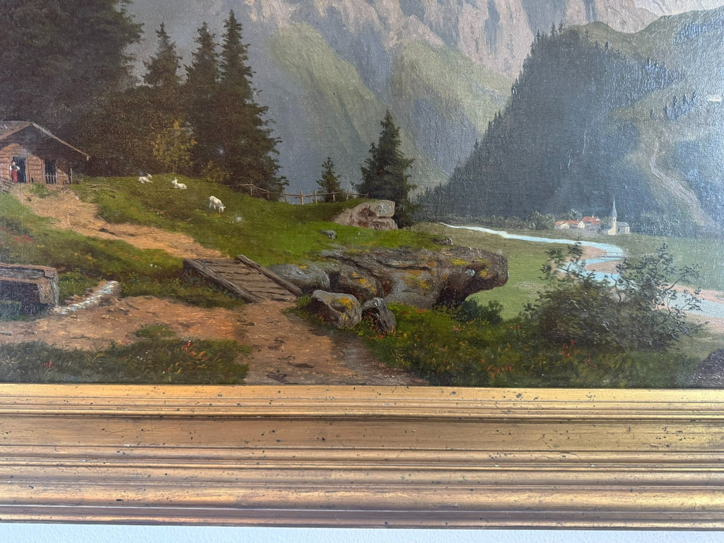 Antikes Ölgemälde Landschaft auf der Hochalm Carl Hasch (1834-1897) 115x88cm
