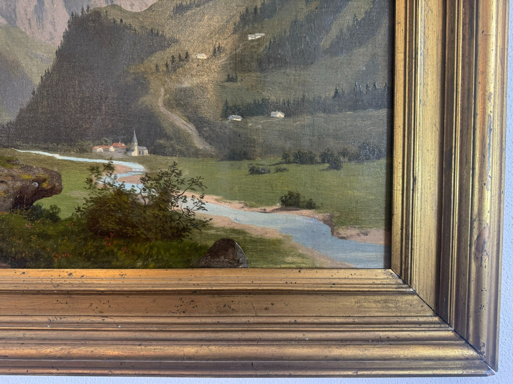 Antikes Ölgemälde Landschaft auf der Hochalm Carl Hasch (1834-1897) 115x88cm
