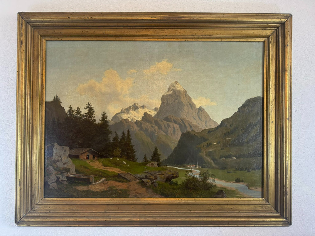 Antikes Ölgemälde Landschaft auf der Hochalm Carl Hasch (1834-1897) 115x88cm