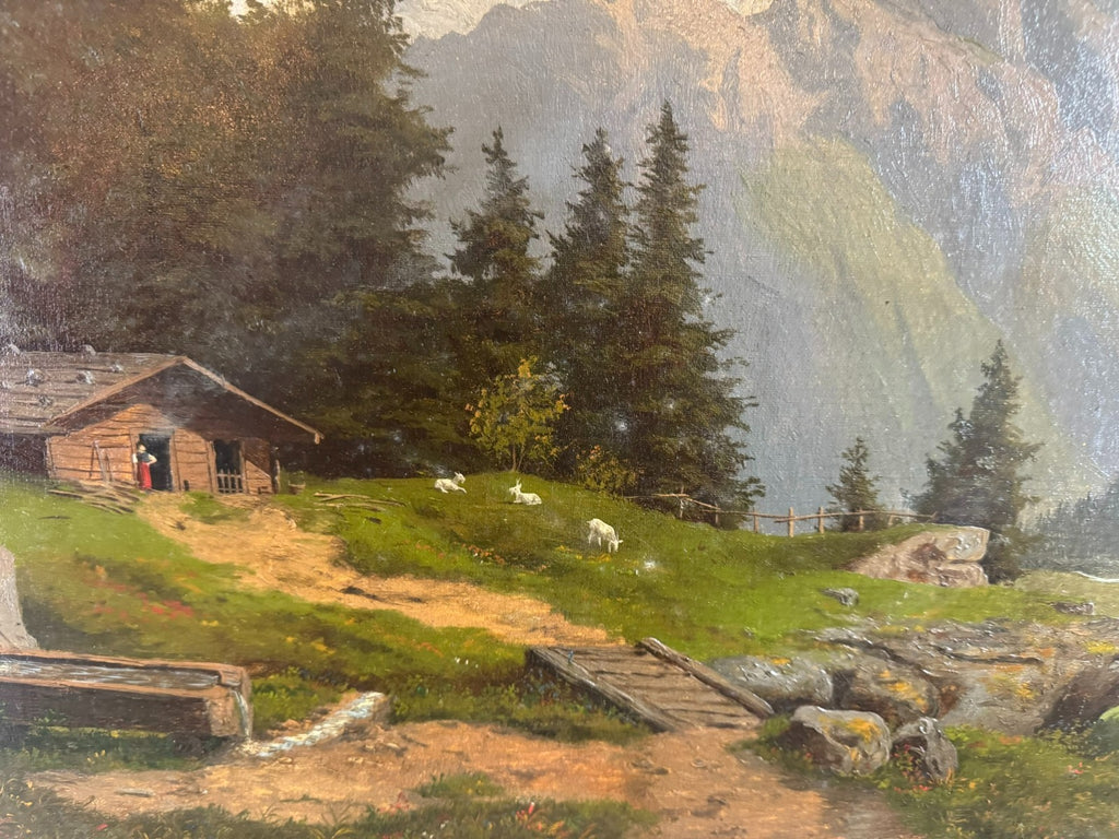 Antikes Ölgemälde Landschaft auf der Hochalm Carl Hasch (1834-1897) 115x88cm