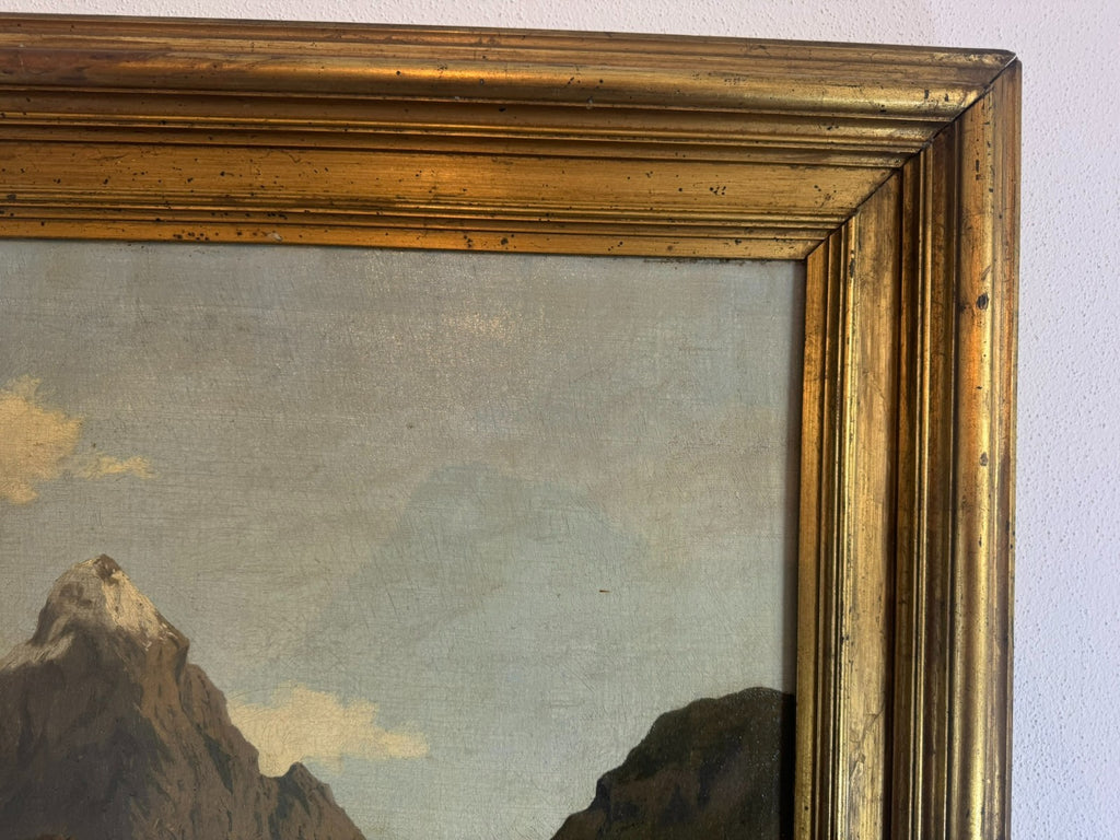Antikes Ölgemälde Landschaft auf der Hochalm Carl Hasch (1834-1897) 115x88cm
