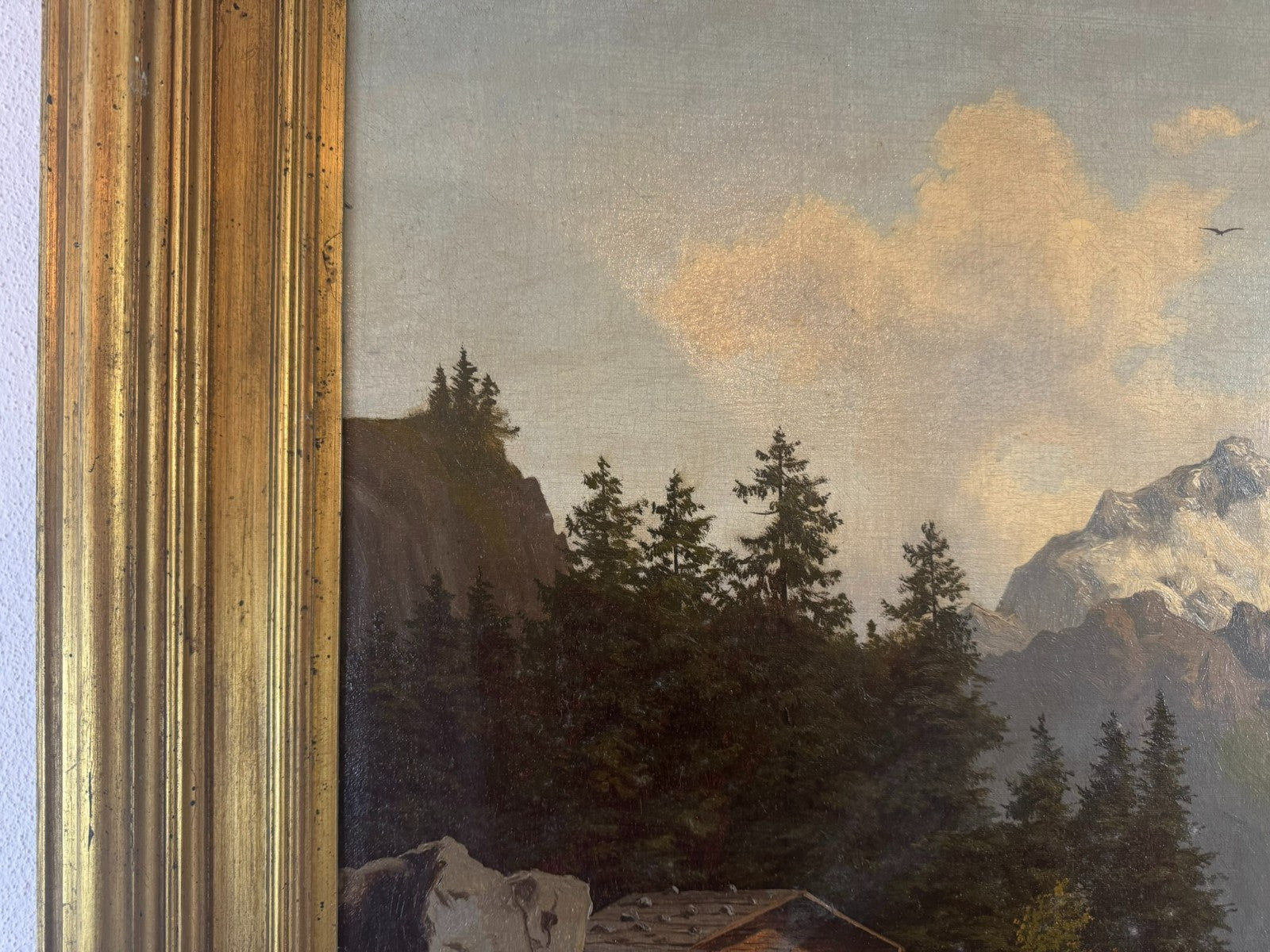 Antikes Ölgemälde Landschaft auf der Hochalm Carl Hasch (1834-1897) 115x88cm