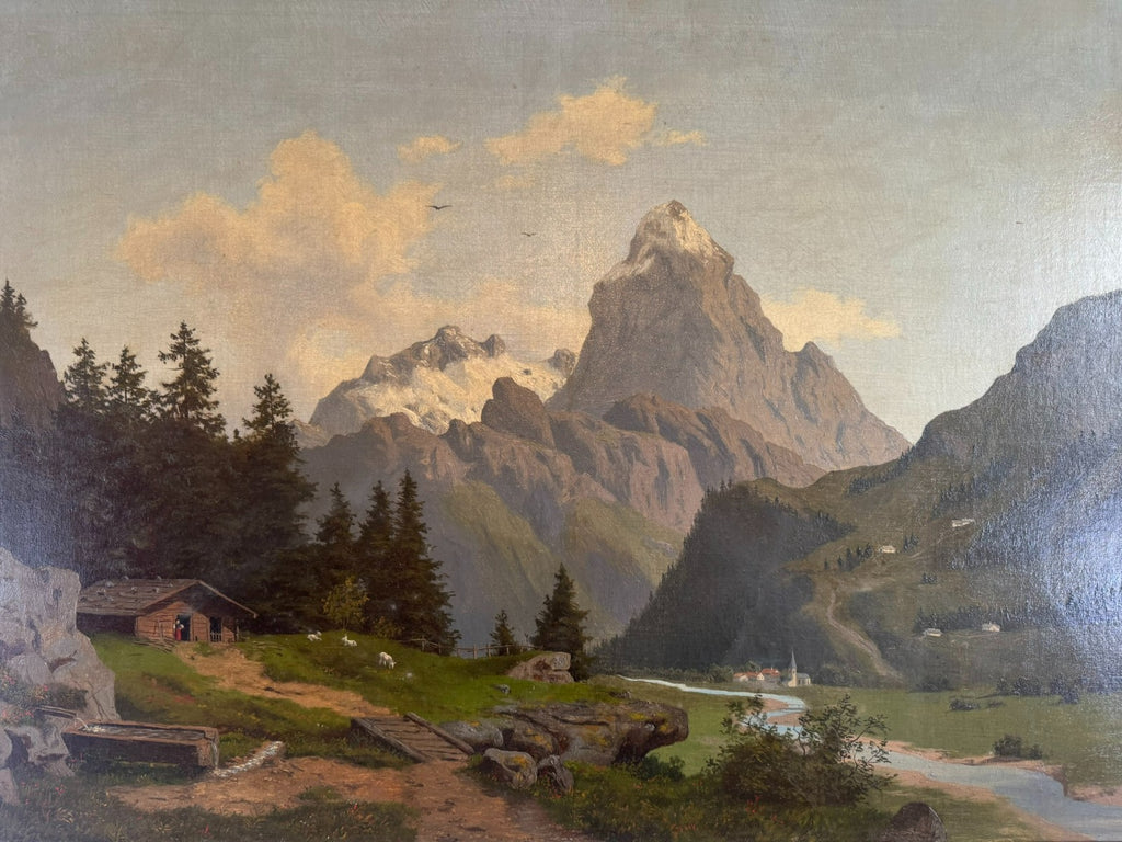 ANTIKES ÖLGEMÄLDE LANDSCHAFT AUF DER HOCHALM Carl HASCH (1834-1897)  115x88cm