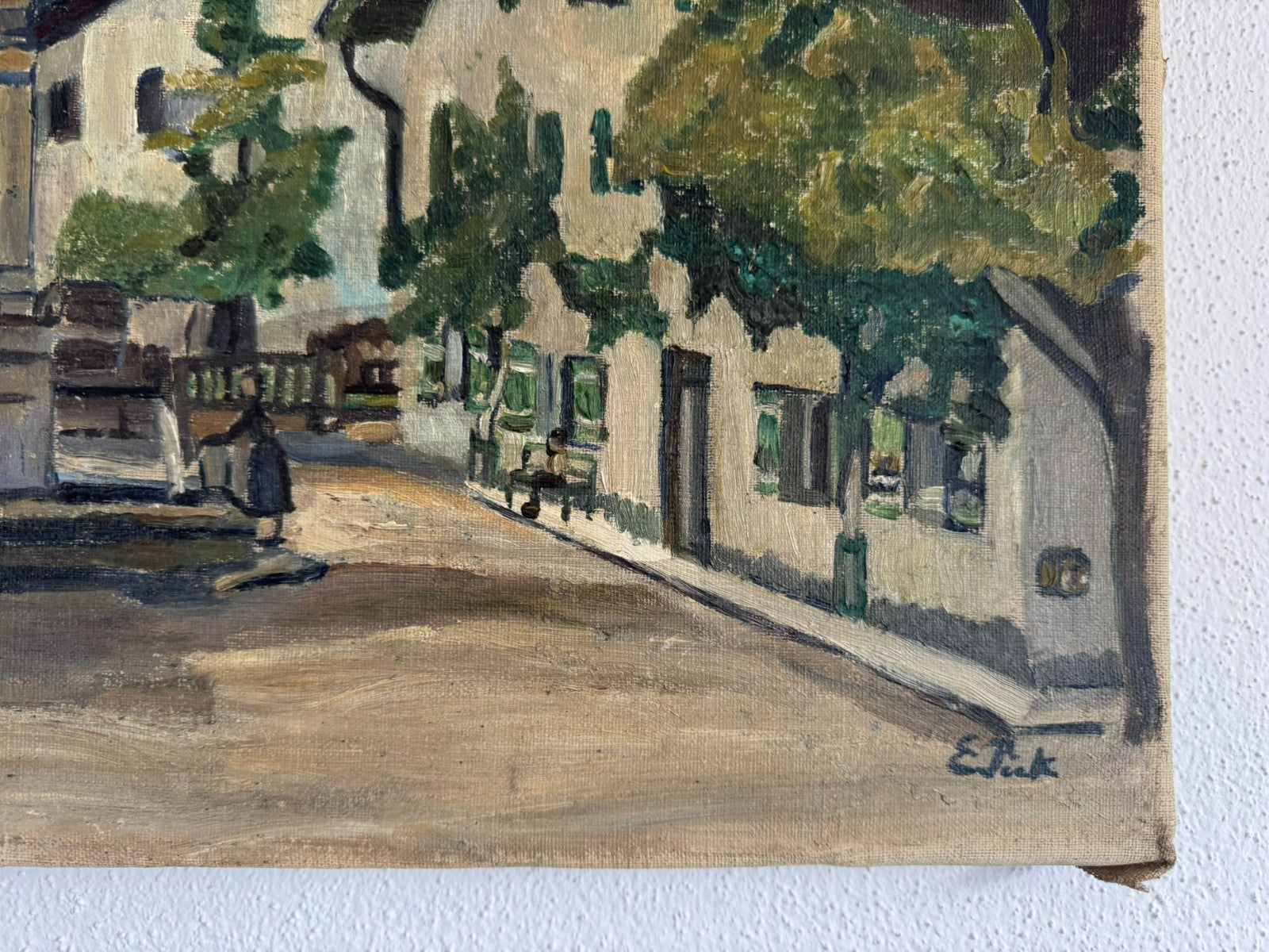 Ölgemälde Stadt Ansicht signiert E. Pick