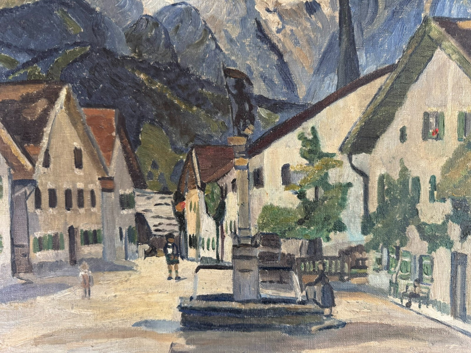 Ölgemälde Stadt Ansicht signiert E. Pick