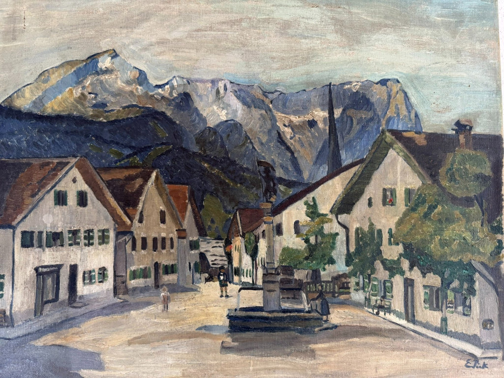 Ölgemälde Stadt Ansicht signiert E. Pick