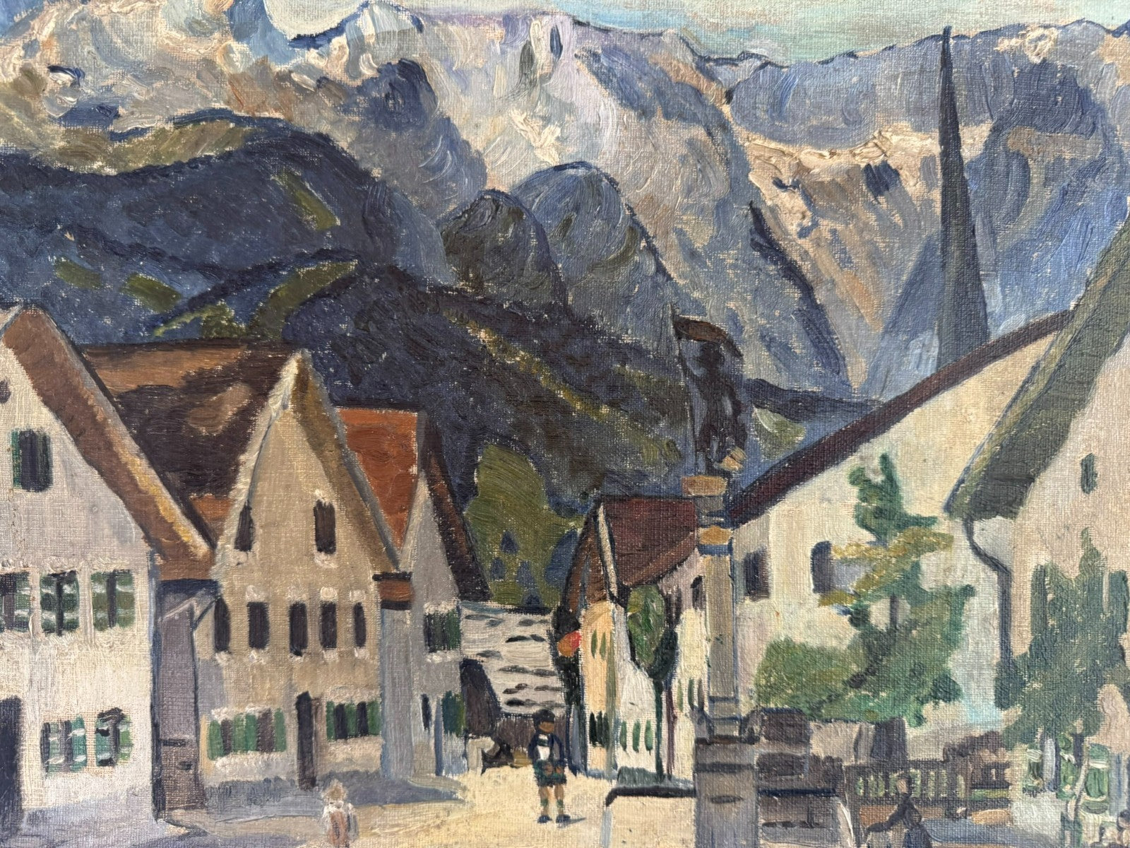 Ölgemälde Stadt Ansicht signiert E. Pick