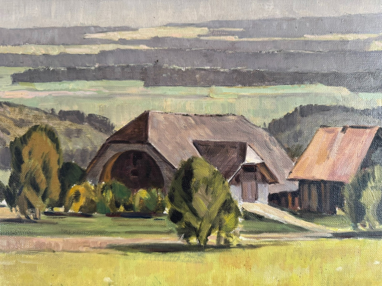 Ölgemälde Landschaft Thörishaus bei Bern signiert Willy Monnier (1909-1981)