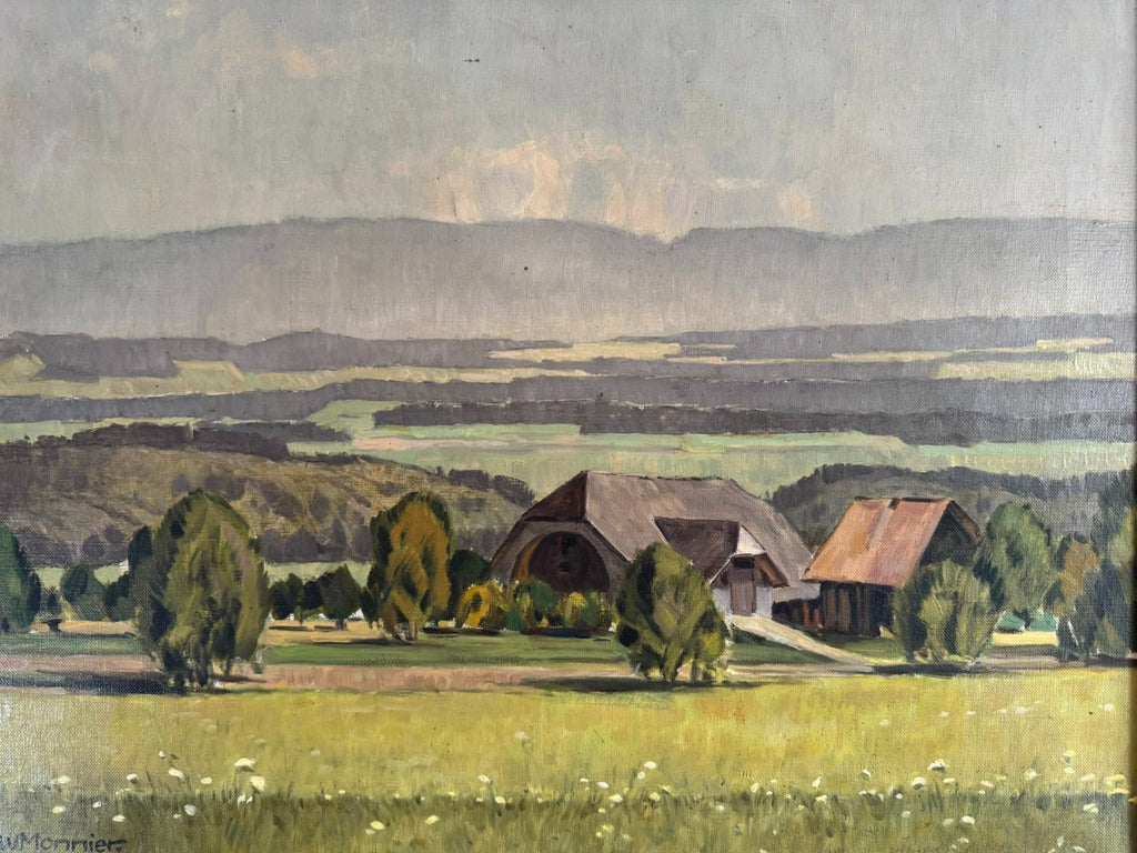 ÖLGEMÄLDE LANDSCHAFT THÖRISHAUS BEI BERN SIGNIERT Willy MONNIER (1909-1981)