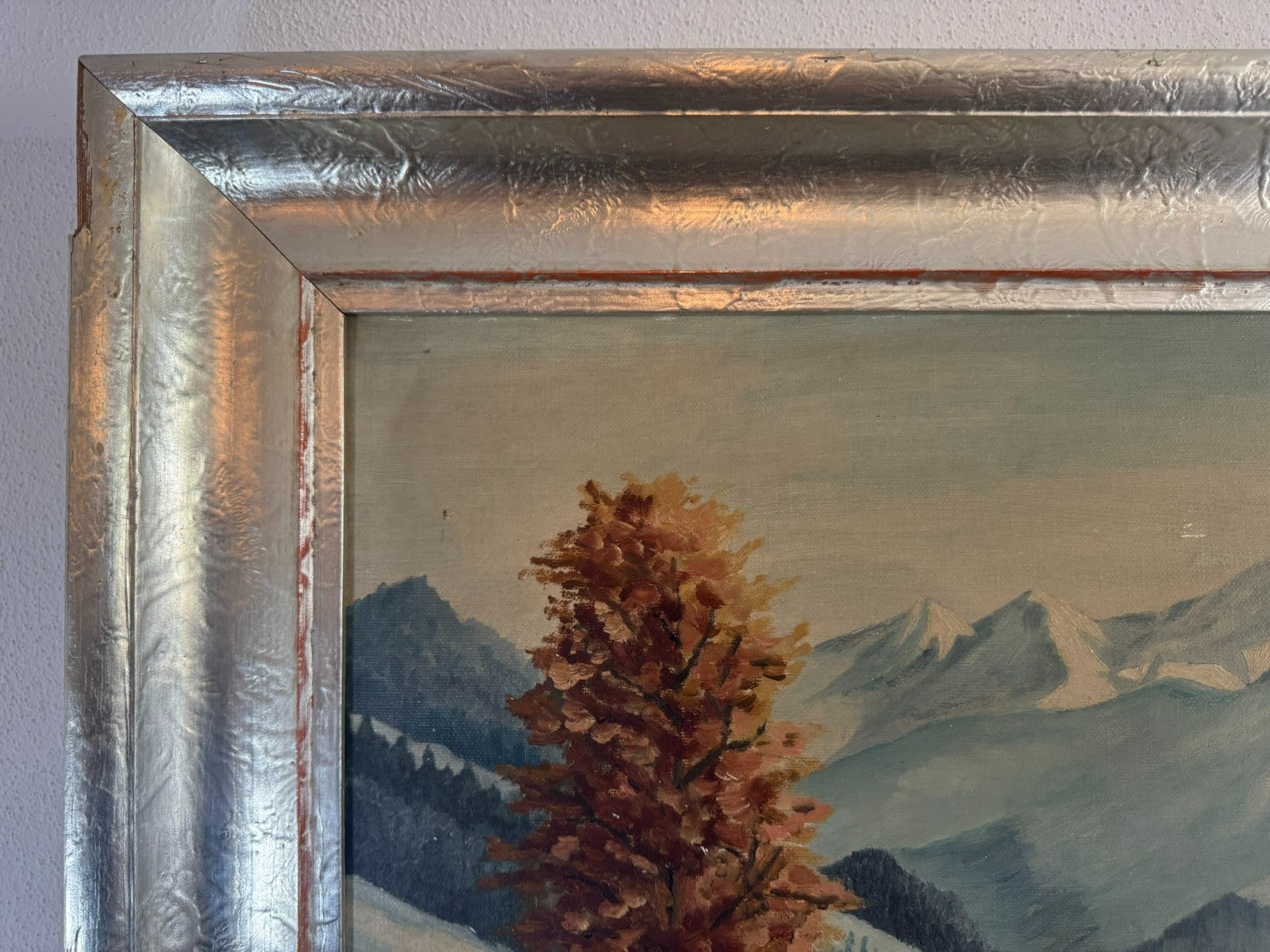 Antikes Ölgemälde Landschaft im Winter signiert M Breher 1941