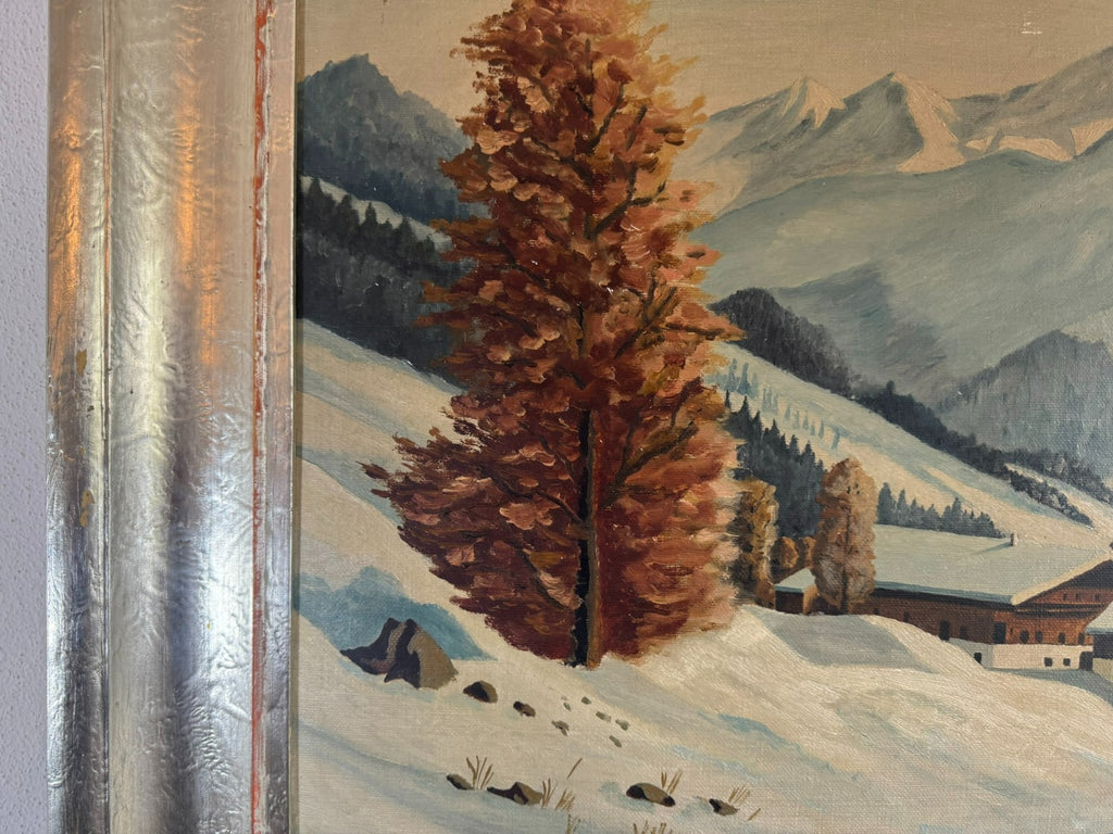 Antikes Ölgemälde Landschaft im Winter signiert M Breher 1941