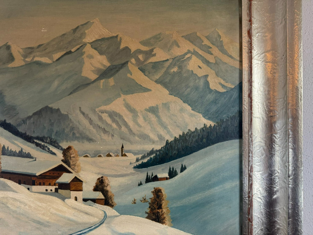 Antikes Ölgemälde Landschaft im Winter signiert M Breher 1941