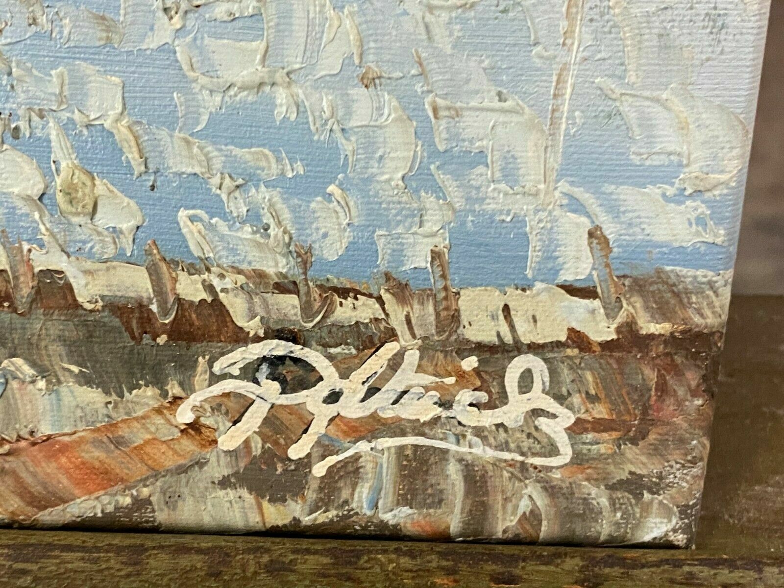 Ölgemälde Hafen Landschaft signiert Impressionistisches Gemälde Seefahrt