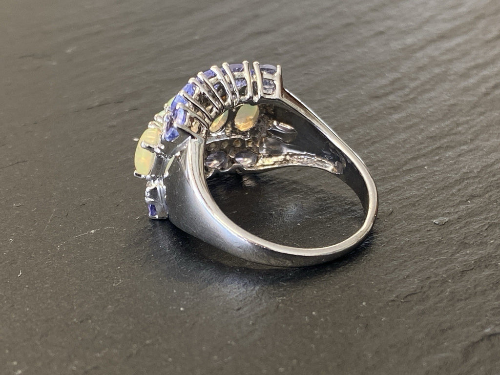 Ring 925 Sterling Silber Opal Edelopal Glas Glassteine Spinell Grösse 59,5