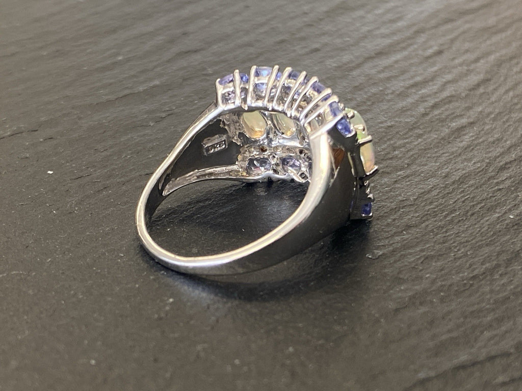 Ring 925 Sterling Silber Opal Edelopal Glas Glassteine Spinell Grösse 59,5