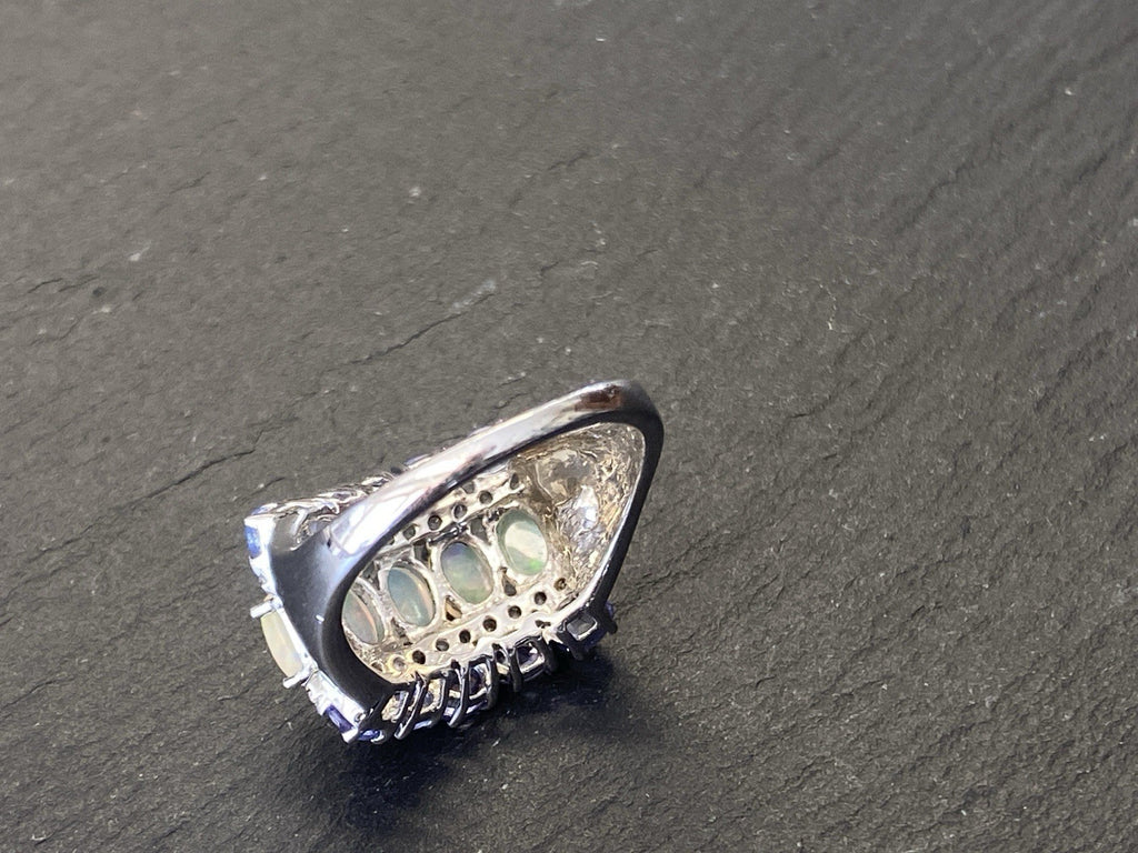 Ring 925 Sterling Silber Opal Edelopal Glas Glassteine Spinell Grösse 59,5