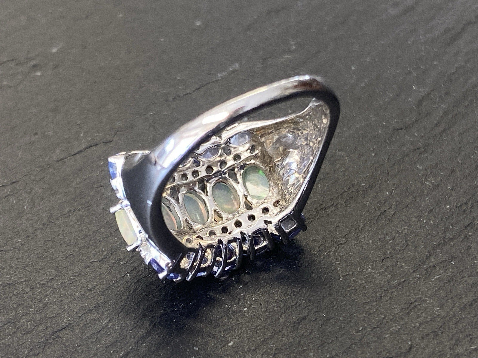 Ring 925 Sterling Silber Opal Edelopal Glas Glassteine Spinell Grösse 59,5