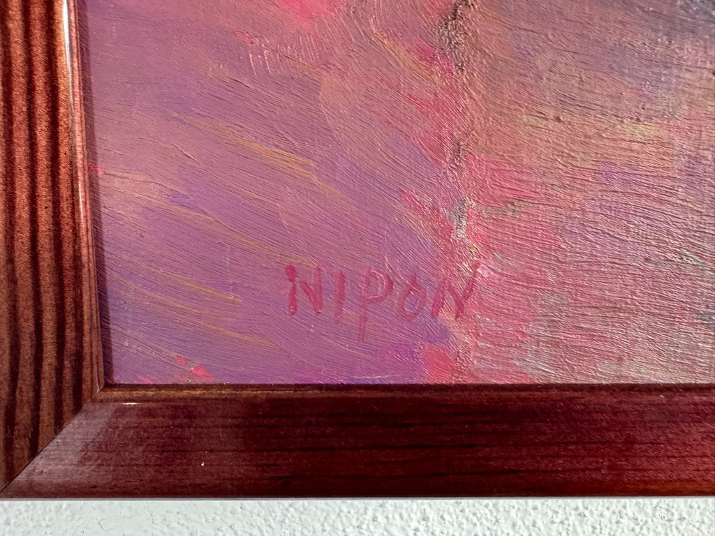 Modernes Ölgemälde gerahmt signiert Nipon Pritakomol (1932-1998)