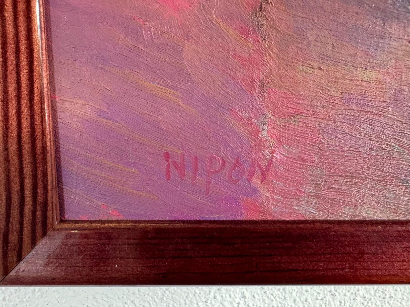 Modernes Ölgemälde gerahmt signiert Nipon Pritakomol (1932-1998)