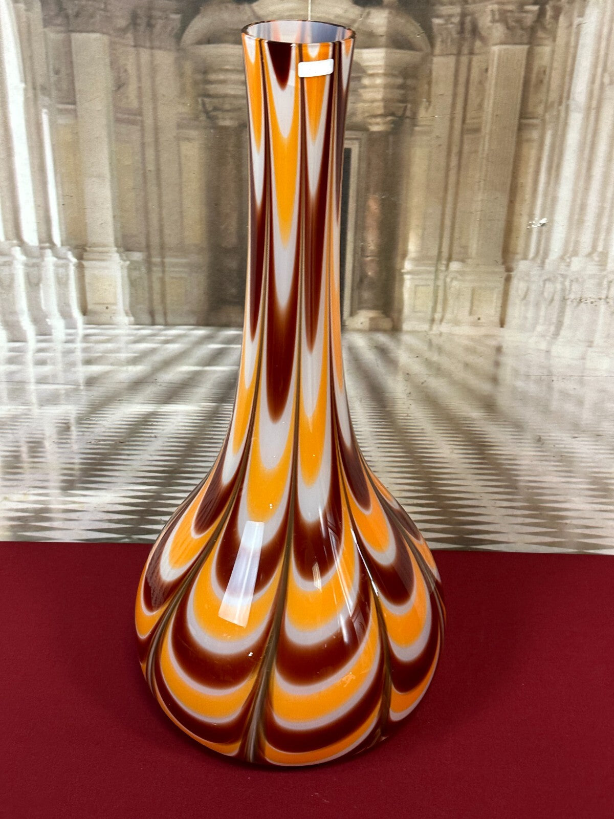 Vintage Bodenvase grosse Vase aus Glas Lollipop Space Age Schott Zwiesel 62x28cm