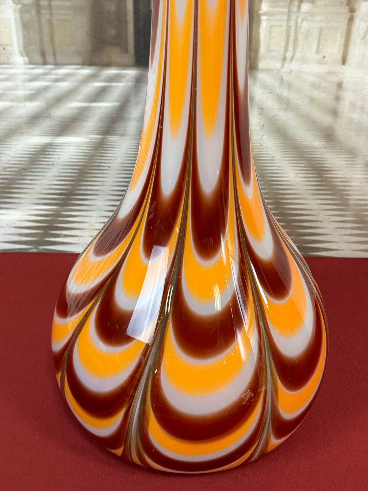 Vintage Bodenvase grosse Vase aus Glas Lollipop Space Age Schott Zwiesel 62x28cm