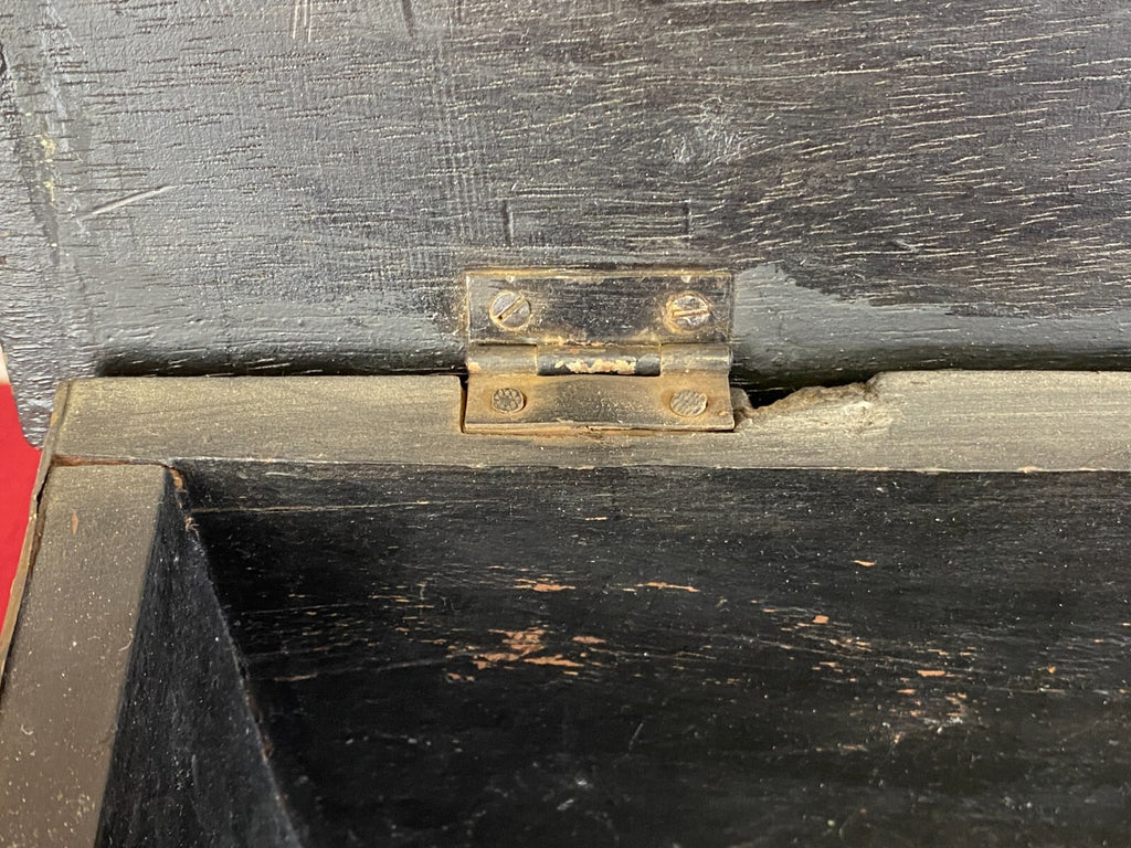 Antike Kolonial Kiste aus Holz mit Messingbeschlägen um 1880 Truhe