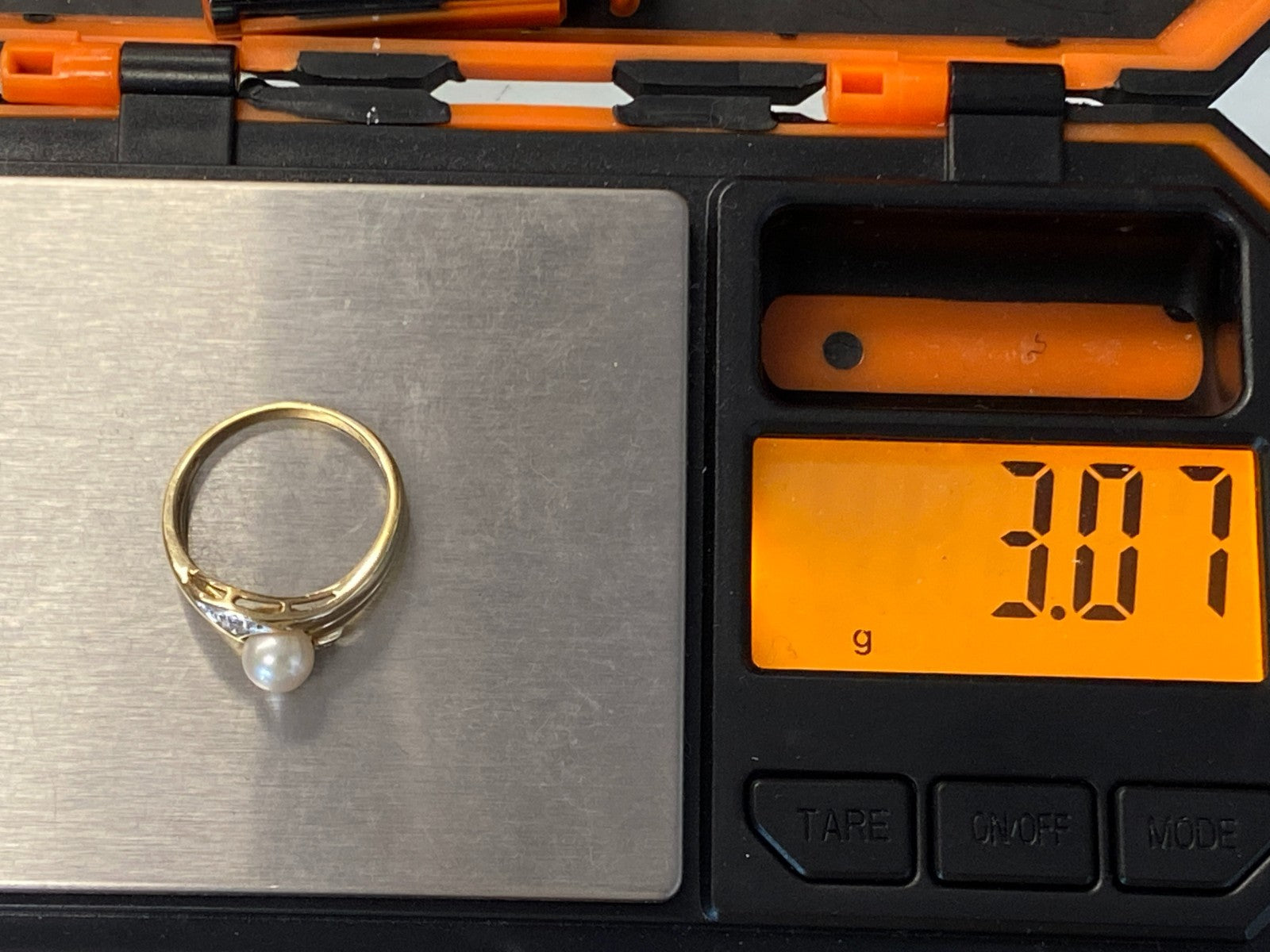 Eleganter Perlenring Ring Gelbgold 585 mit Perle und Diamanten Grösse 53