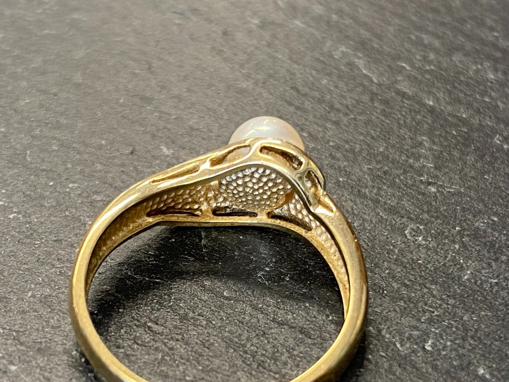 Eleganter Perlenring Ring Gelbgold 585 mit Perle und Diamanten Grösse 53