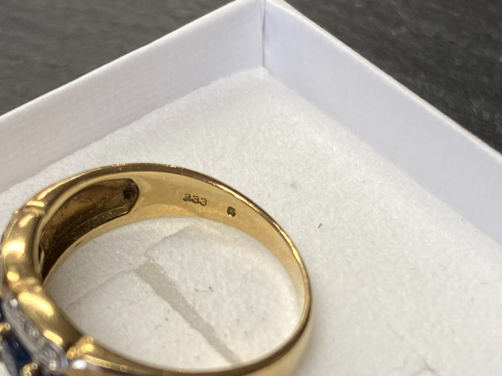 Eleganter Ring Gold 333 Diamanten Saphire Grösse 56